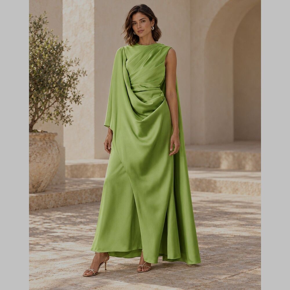 Arrange lime green / chartreuse satin-finish fabric, | Sz UK 12 / EU 40 / US 8